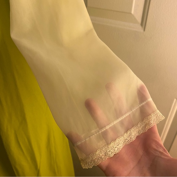 Vintage avocado green cream 3/4 sleeve midi nightgown sleepwear sleep - Picture 9 of 14